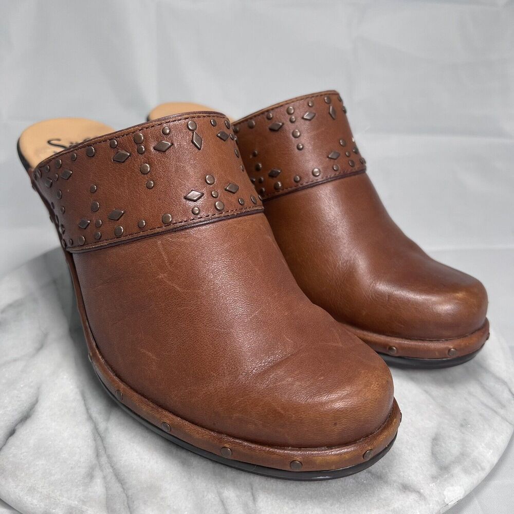 Sofft Mules Women's Laina Mocha Leather Studded Clogs Shoes Size 8M - Picture 8 of 15